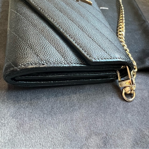 Black YSL Cassandre Flap wallet on chain gold - Picture 4 of 12